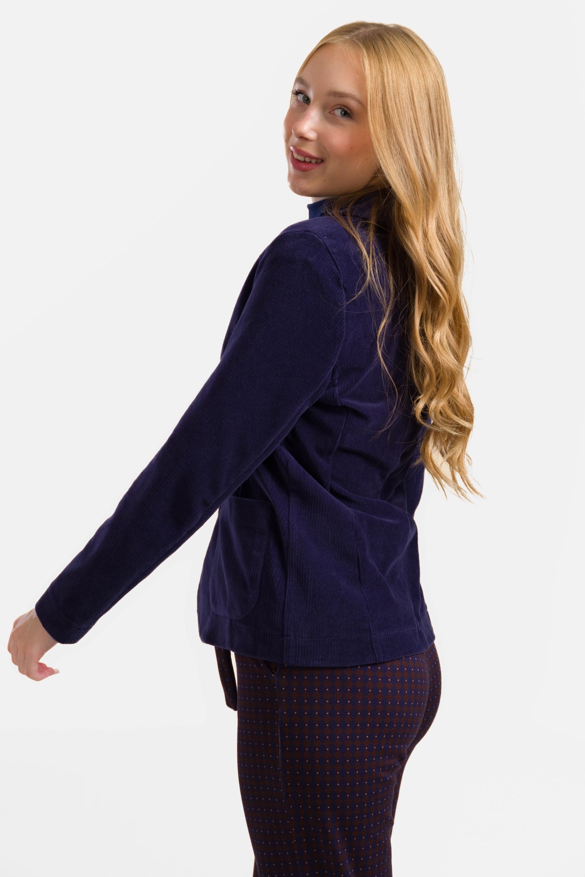 Nova Blazer | Rıb Velour Navy – Lalamour