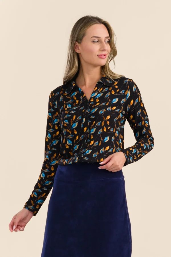 Anna Blouse Long Sleeve Jersey Autumn leaves