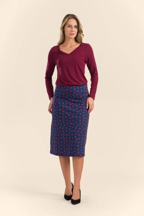 Claudia Skirt Jersey hazel dot blue