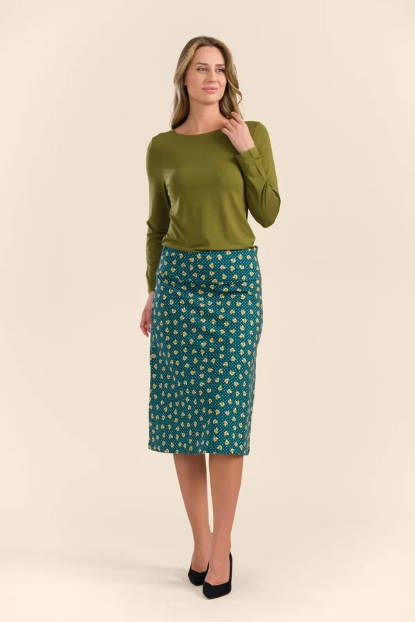 Claudia Skirt Jersey hazel dot green