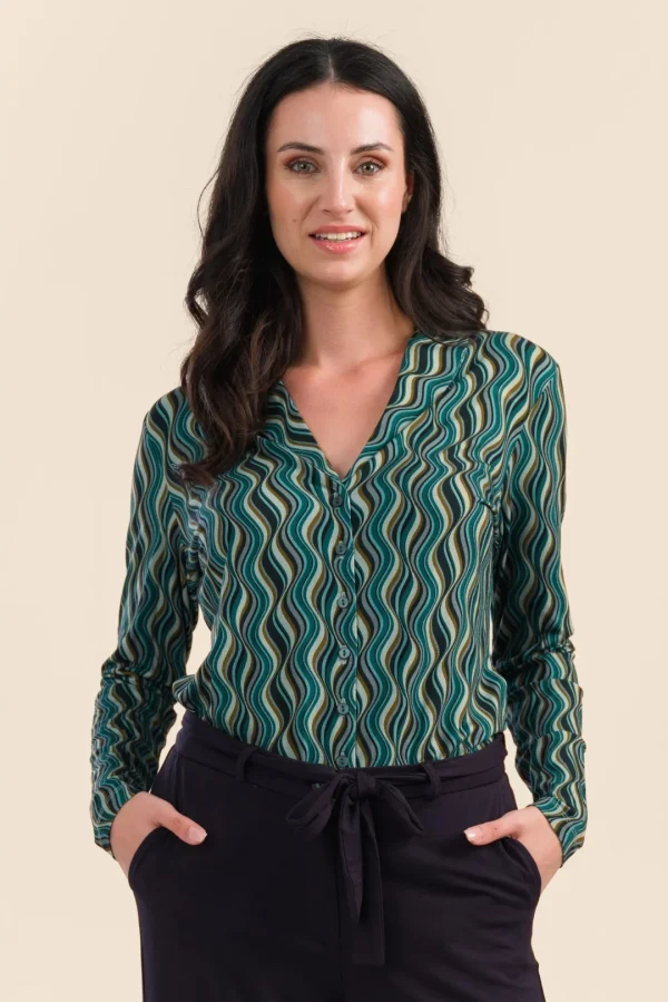 Iris Blouse Long Sleeve Jersey glaze green