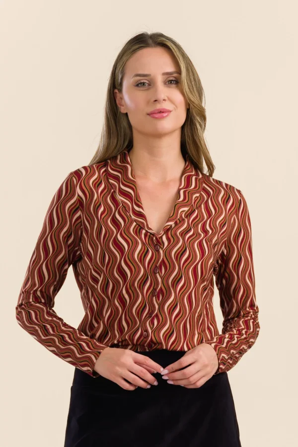 Iris Blouse Long Sleeve Jersey glaze red