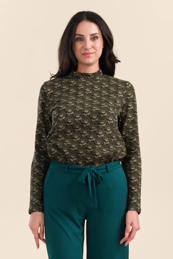 Kim Top Jersey abstract.flower green