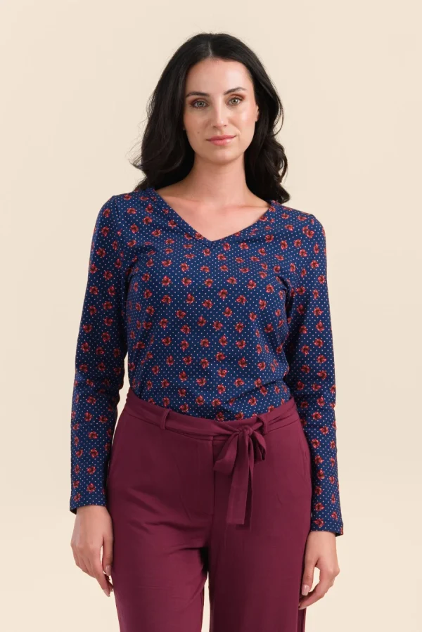 Lynn Top Jersey hazel dot blue