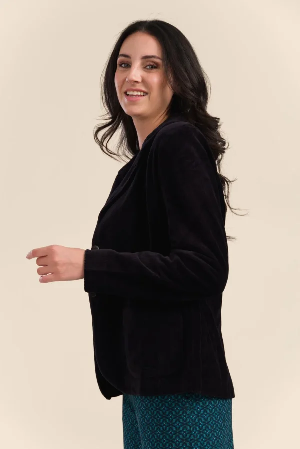 Nova Blazer Velours Rib plain black