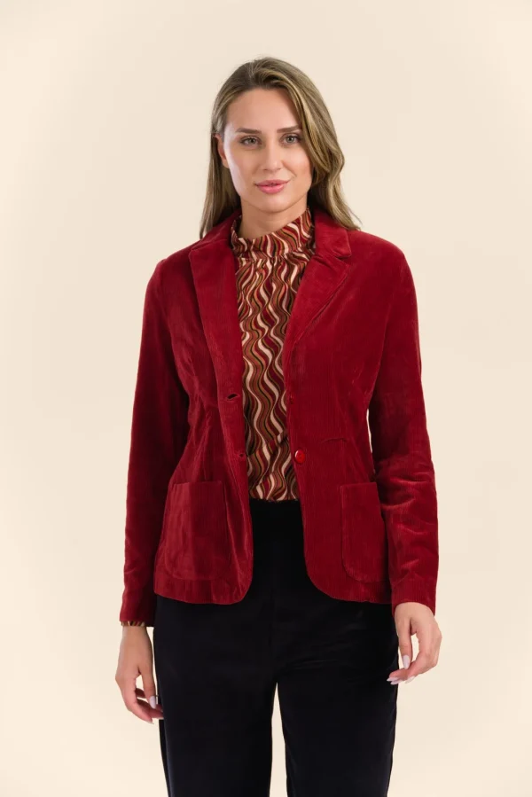 Nova Blazer Velours Rib plain fried brick