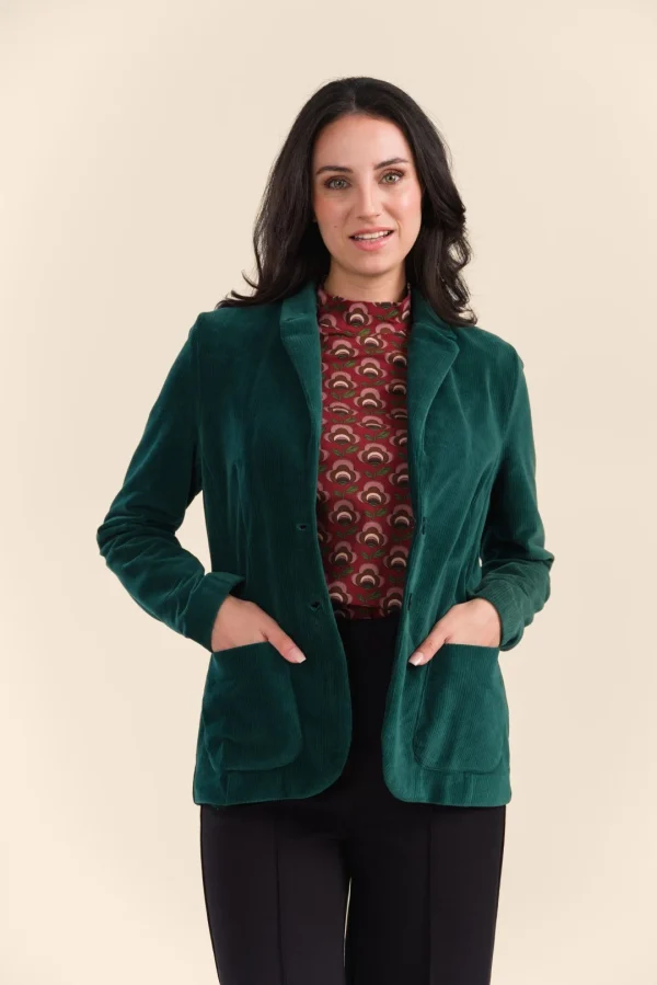 Nova Blazer Velours Rib plain rain forest