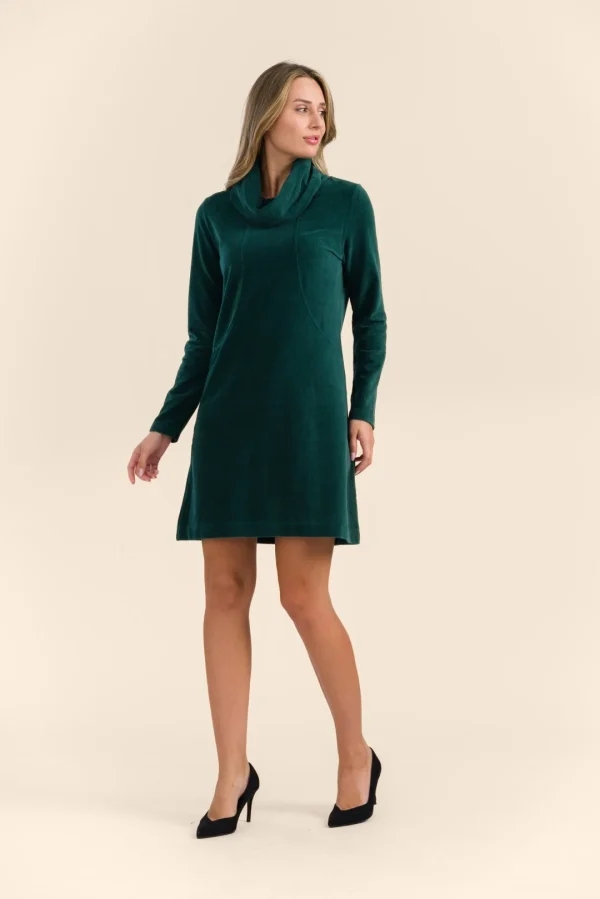 Pleun Tunique Rib Velours plain rain forest