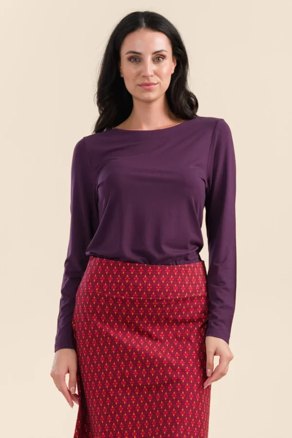 Puck Top plain aubergine