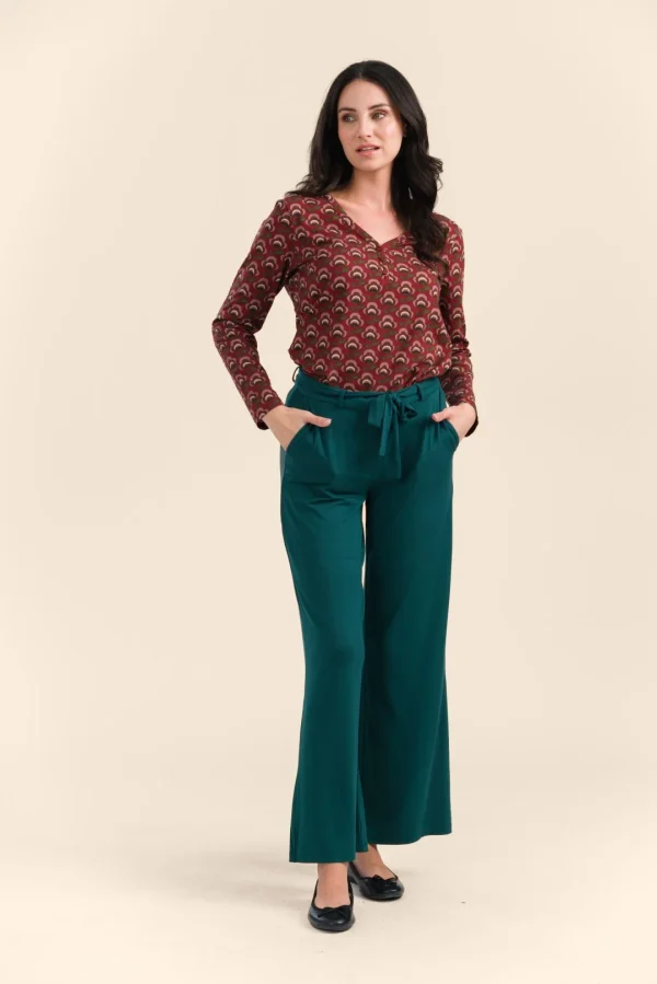 Sue Trousers Jersey plain rain forest