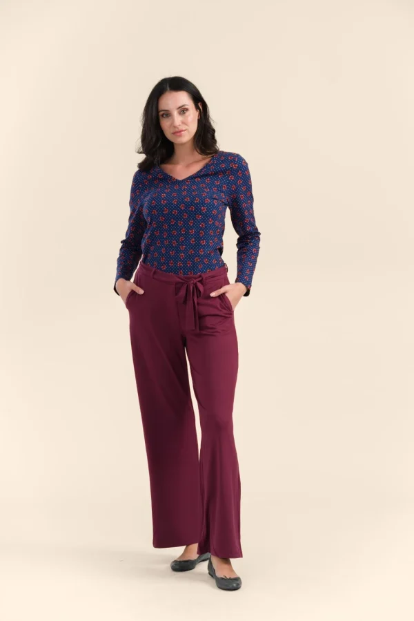 Sue Trousers Jersey plain tawny port