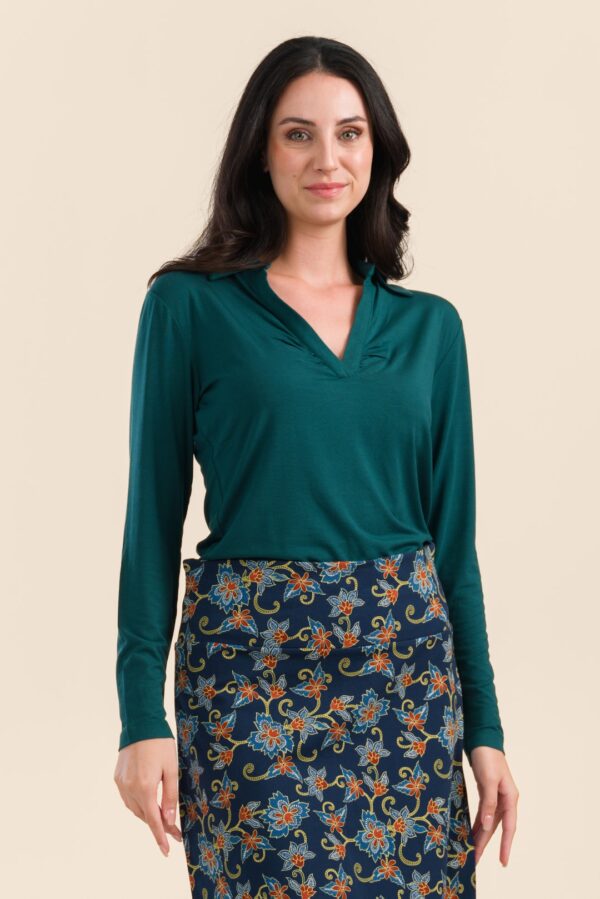 Suzy Top Long sleeve Jersey plain rain forest