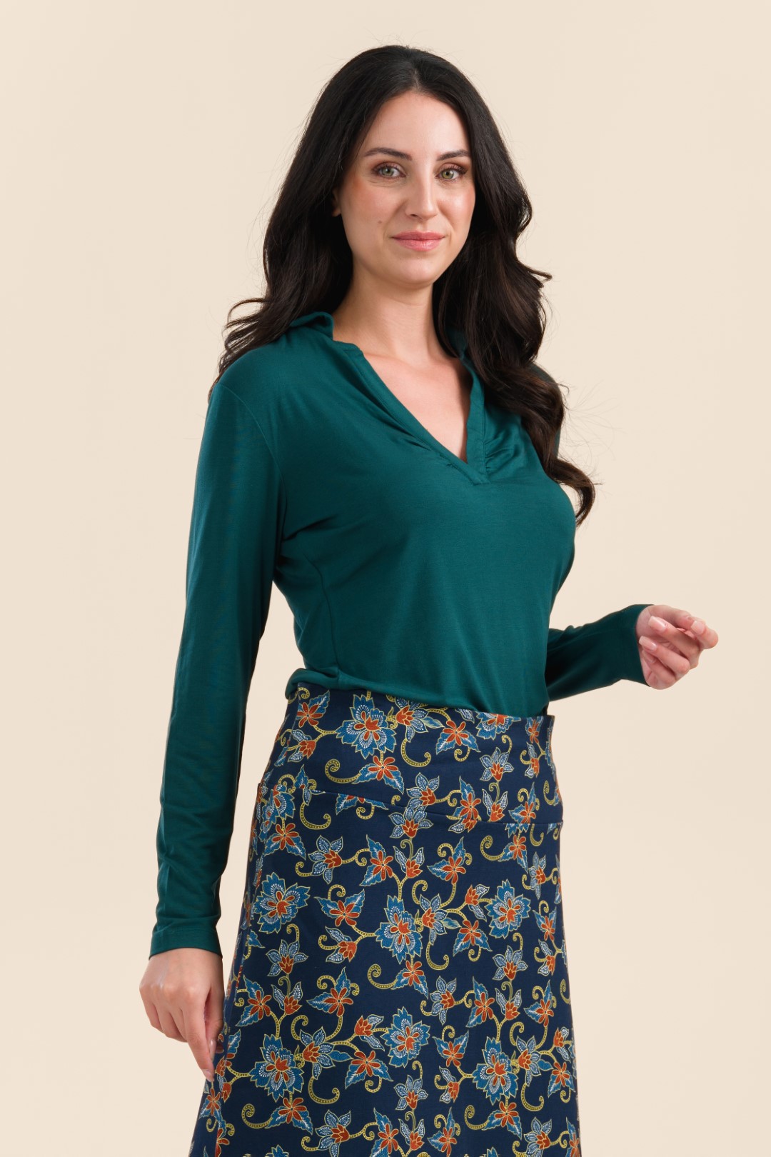 Suzy Top Long sleeve Jersey plain rain forest - Image 3