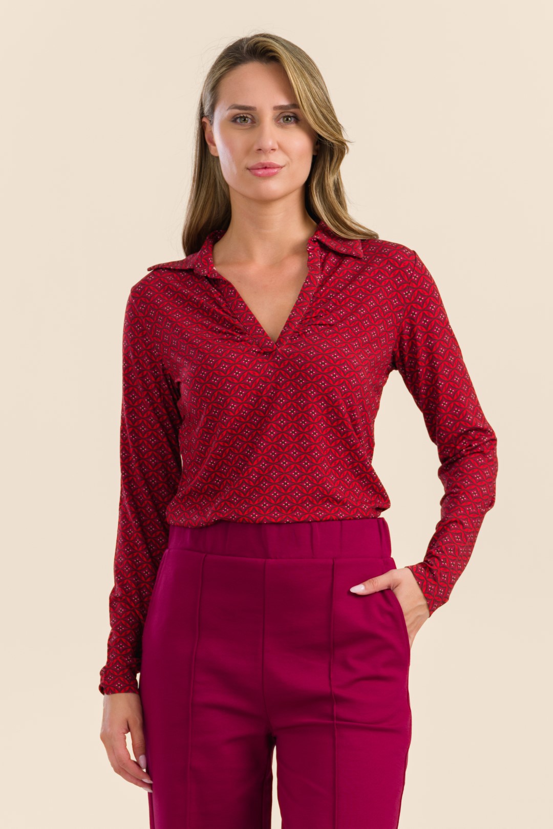 Suzy Top Long sleeve Jersey lisbon red