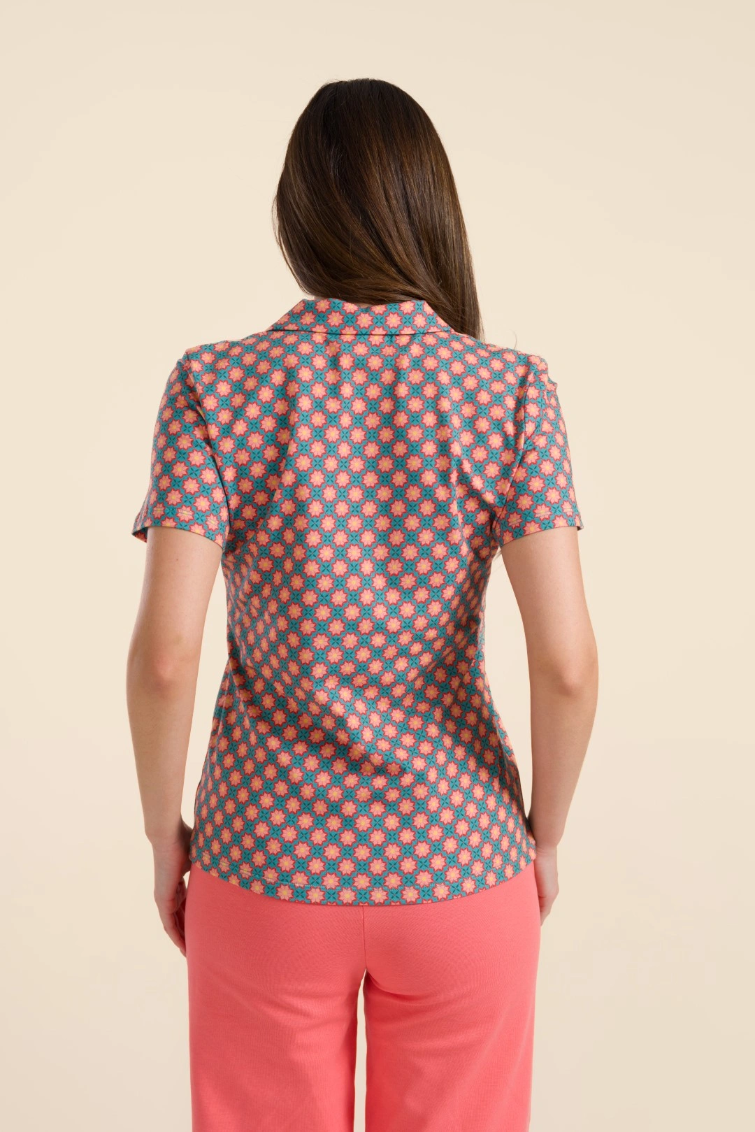 Lena blouse short sleeve Vintage Coral Flower - Afbeelding 3