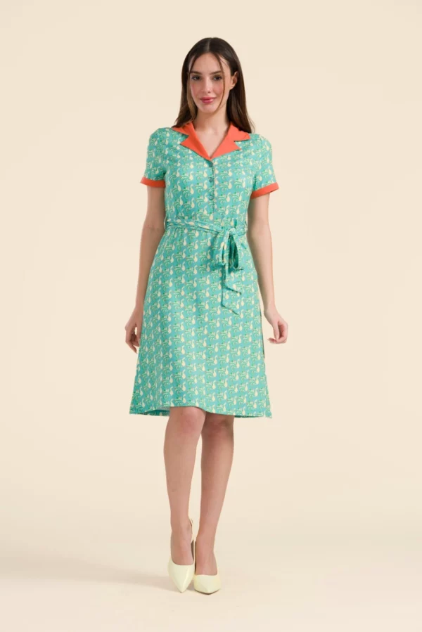 Monique dress short sleeve Happy Peacock