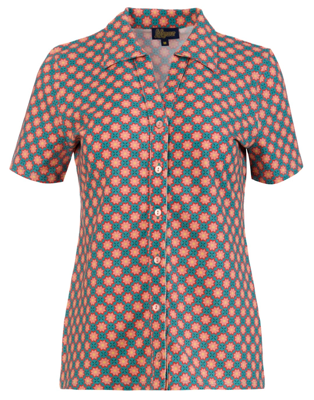 Lena blouse short sleeve Vintage Coral Flower - Afbeelding 4