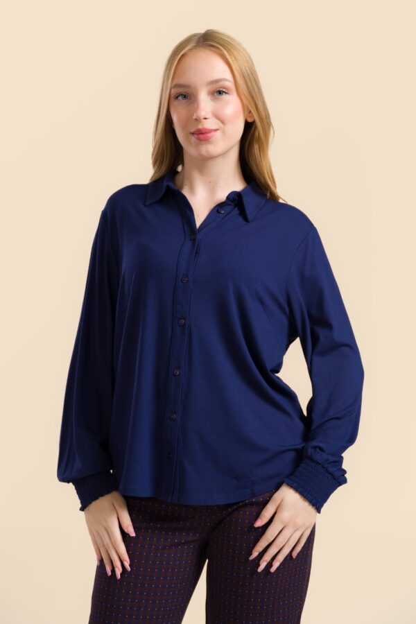 AMY BLOUSE ECOVERO PLAIN BLUE