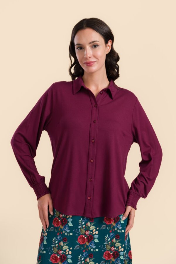AMY BLOUSE ECOVERO PLAIN BORDEAUX