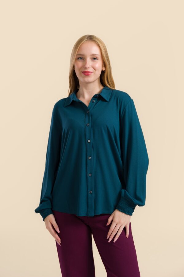 AMY BLOUSE ECOVERO PLAIN PETROL