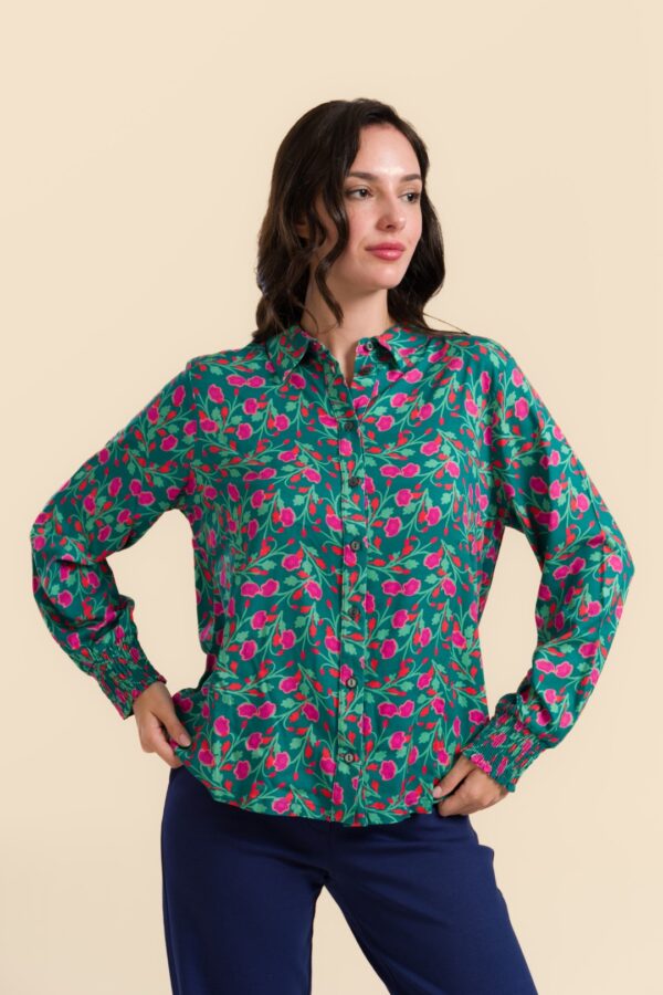 AMY BLOUSE FLAT FLOWERS