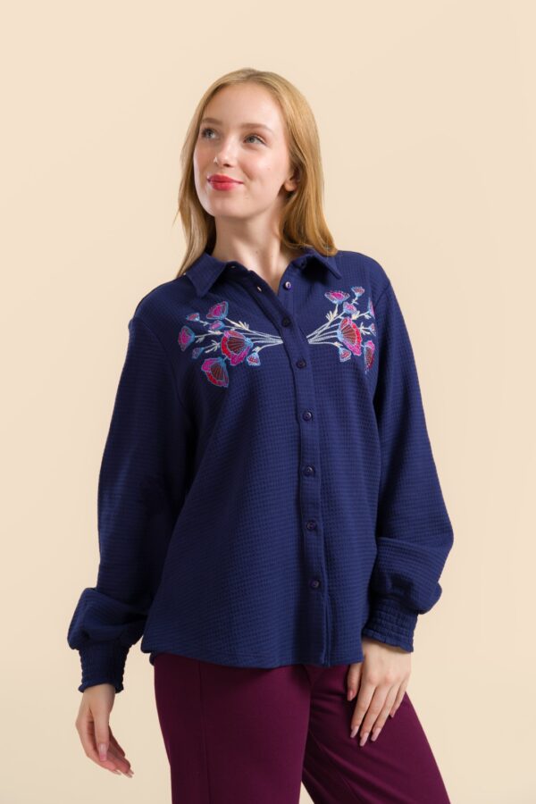AMY BLOUSE WAFFLE BLUE