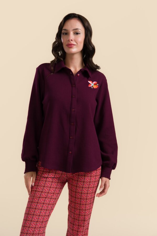AMY BLOUSE WAFFLE BORDEAUX
