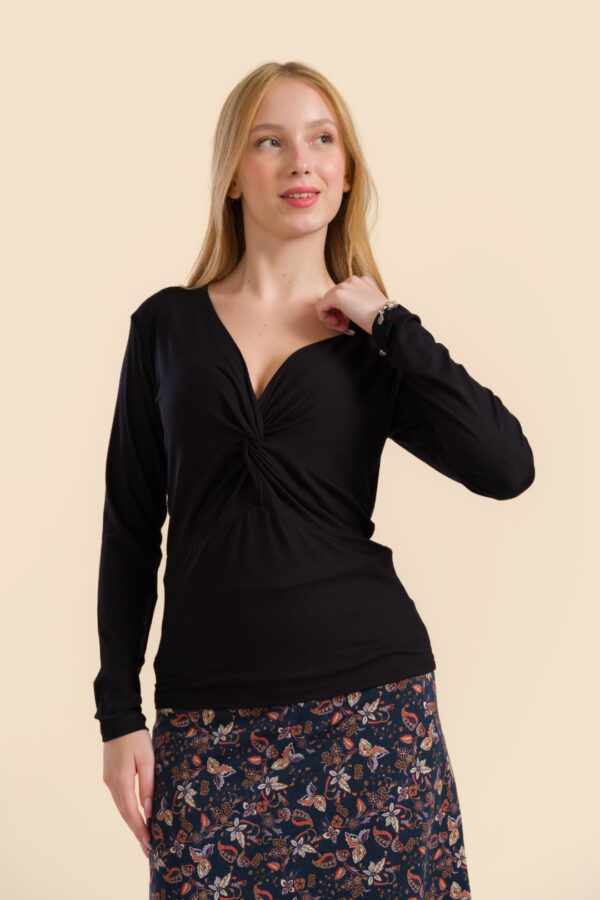 ANGELA TOP ECOVERO PLAIN BLACK