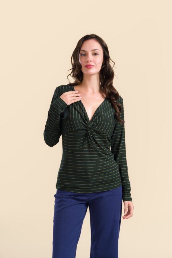 ANGELA TOP STRIPES GREEN-LUREX GOLD
