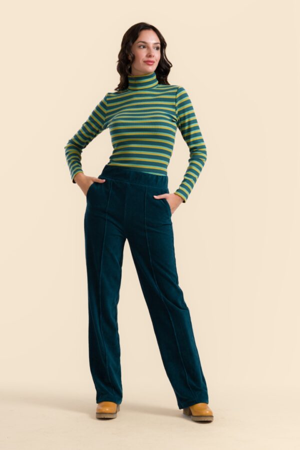 HAILEY TROUSERS RIB VELOUR PETROL