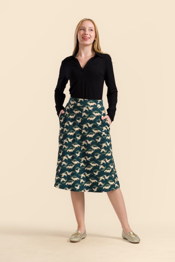 HOLLY SKIRT CRANE DANCE PETROL