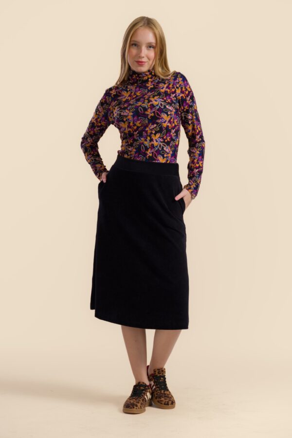 HOLLY SKIRT RIB VELOUR BLACK