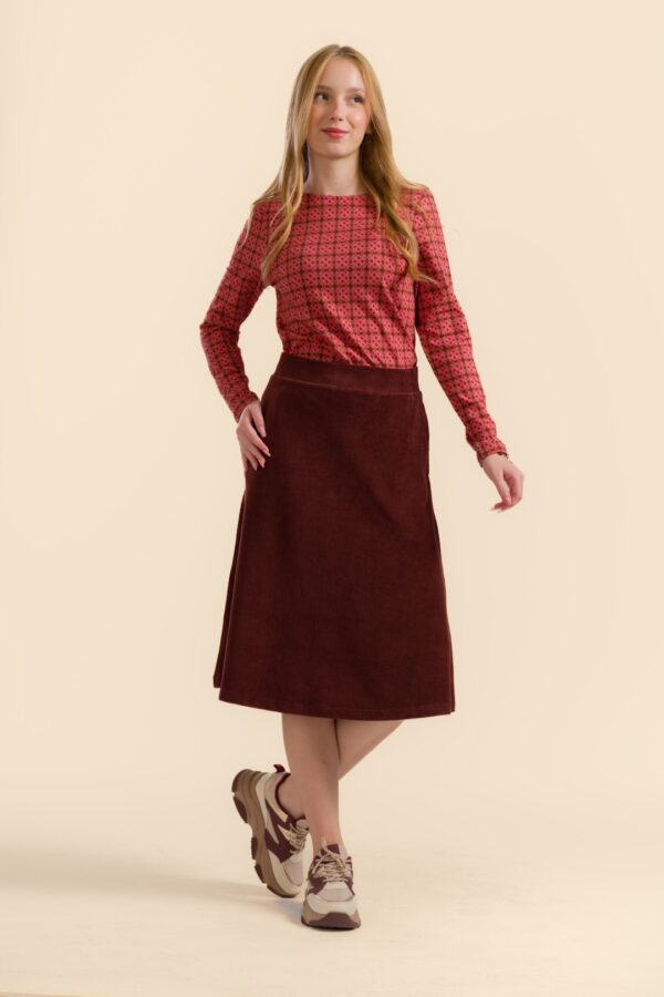 HOLLY SKIRT RIB VELOUR CHOCOLATE
