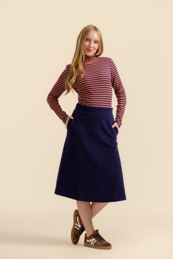 HOLLY SKIRT RIB VELOUR NAVY