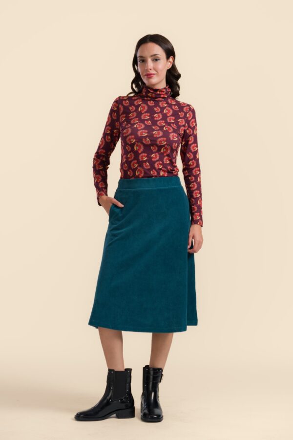 HOLLY SKIRT RIB VELOUR PETROL
