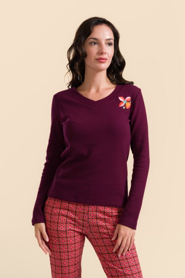 KELLY TOP WAFFLE BORDEAUX