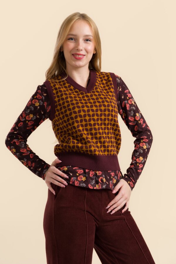 KNITWEAR CARDIGAN RETRO BROWN