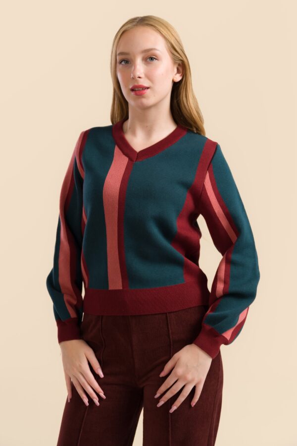 KNITWEAR SWEATER BORDEAUX STRIPES