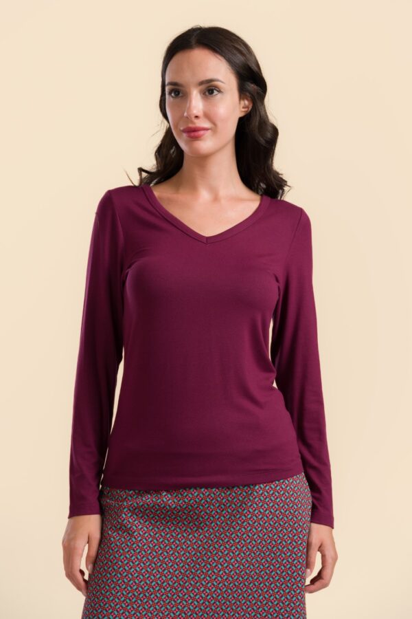 LYNN TOP ECOVERO PLAIN BORDEAUX