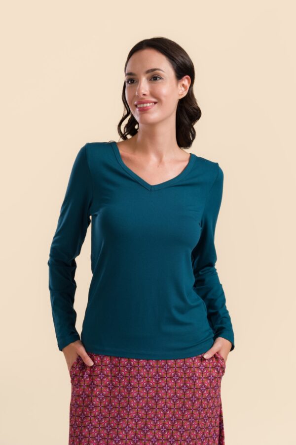 LYNN TOP ECOVERO PLAIN PETROL