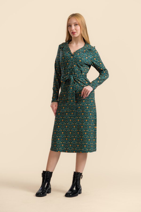 MARILYN DRESS BAROCK FLOWER GREEN