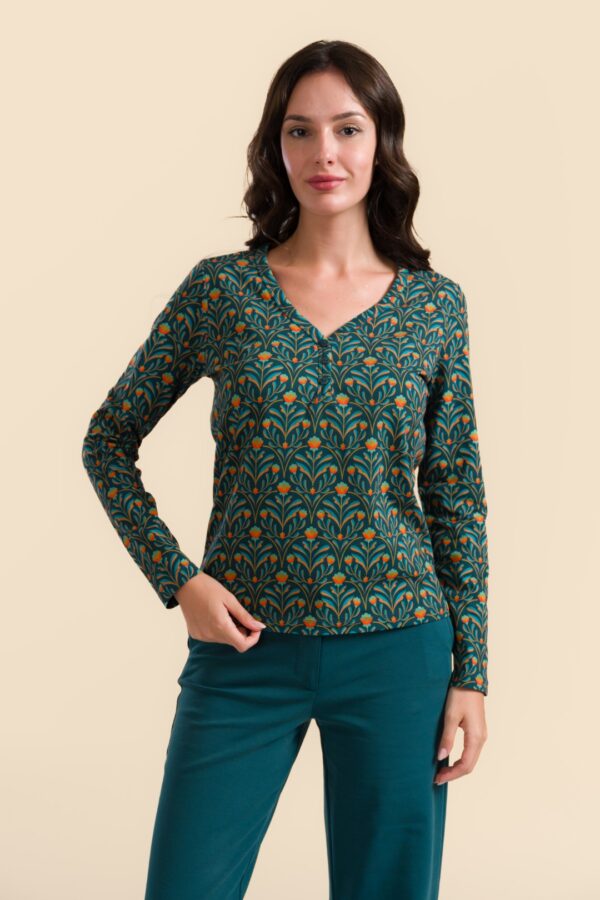 NATALIE TOP BAROCK FLOWER GREEN