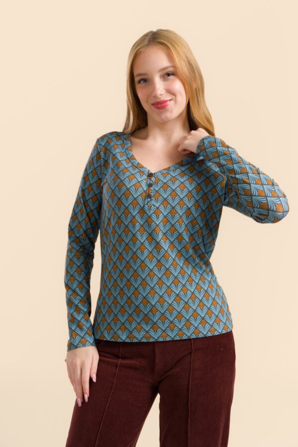 NATALIE TOP JUNGLE GREEN FLOWER