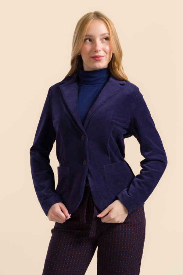 NOVA BLAZER RIB VELOUR NAVY