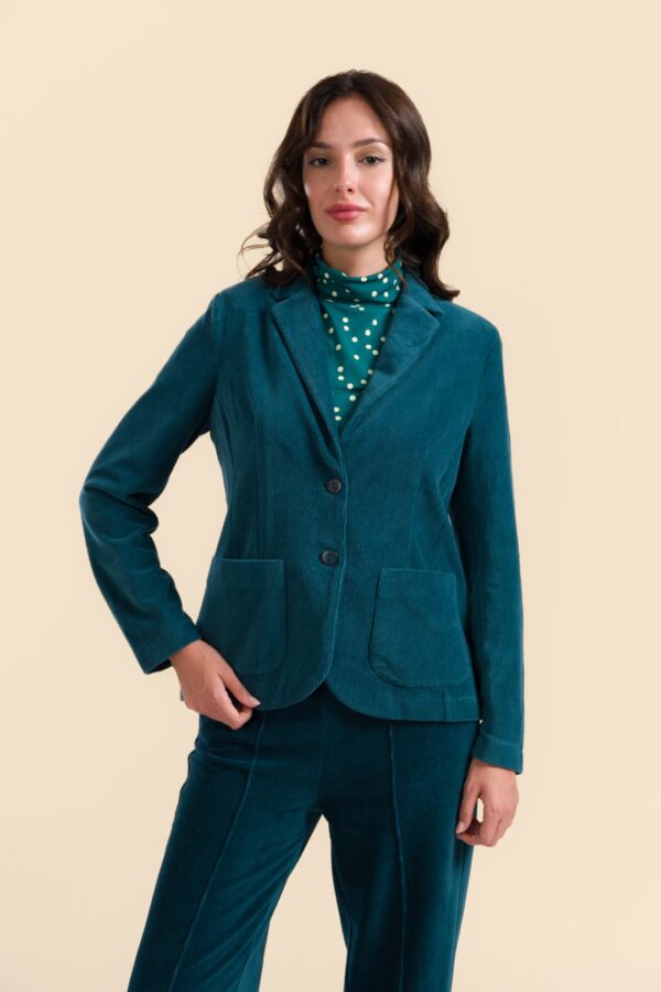 NOVA BLAZER RIB VELOUR PETROL