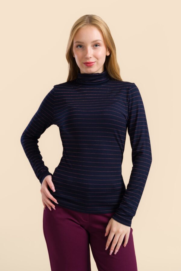 RUBY TOP STRIPES BLUE-LUREX ROSE GOLD