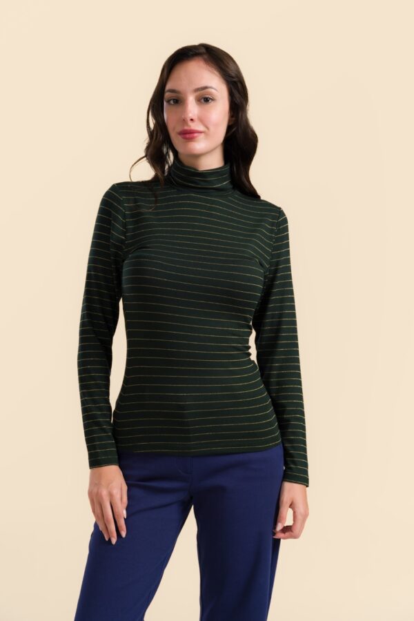 RUBY TOP STRIPES GREEN-LUREX GOLD