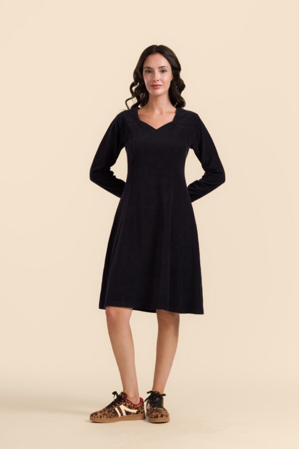 SANDRA DRESS RIB VELOUR BLACK