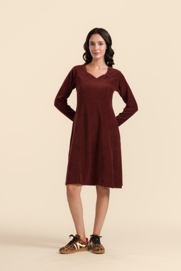 SANDRA DRESS RIB VELOUR CHOCOLATE