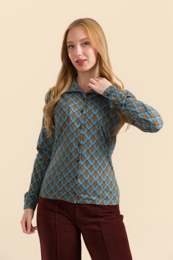 SARA BLOUSE JUNGLE GREEN FLOWER